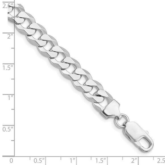 Kazi Luxury Sterling Silver Rhodium-plated 8.5mm Flat Curb Chain